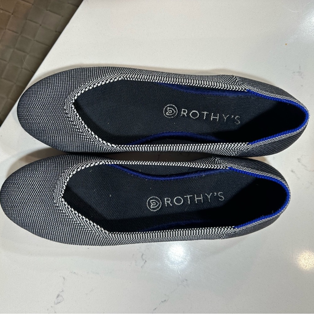 Rothys Grey Birdseye sz 10.5 Classic Ballet Round Toe Shoe Flat Knit